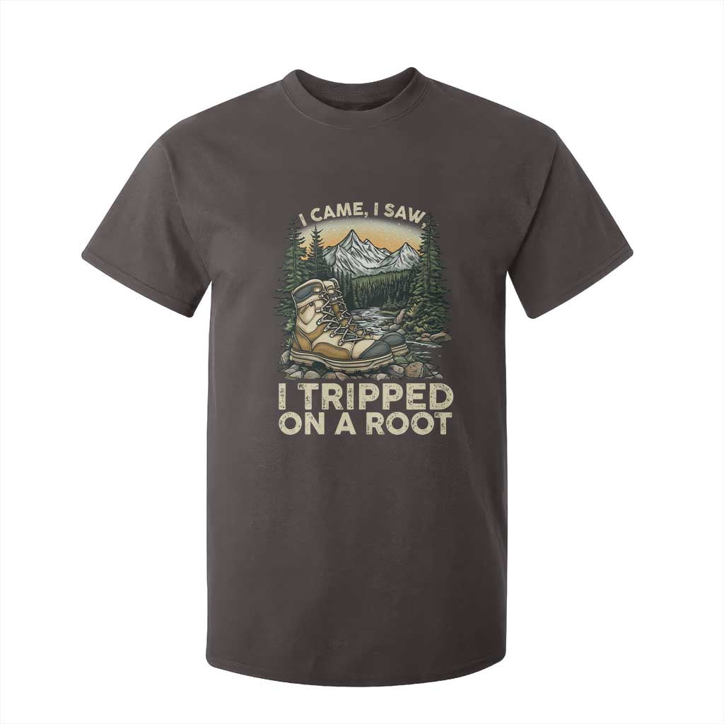 Hiking T Shirt For Kid I Came I Saw I Tripped On A Root TS09 Dark Chocolate Print Your Wear