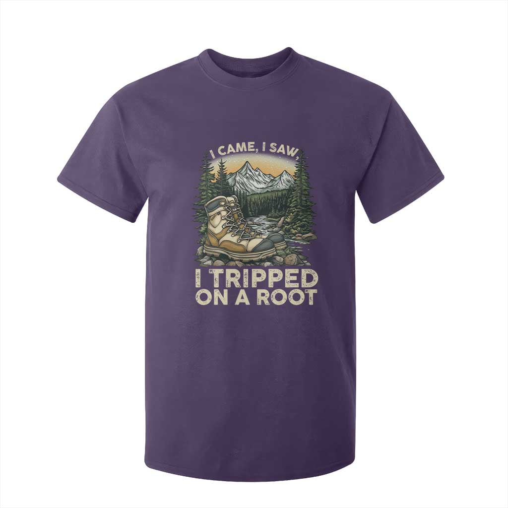 Hiking T Shirt For Kid I Came I Saw I Tripped On A Root TS09 Purple Print Your Wear
