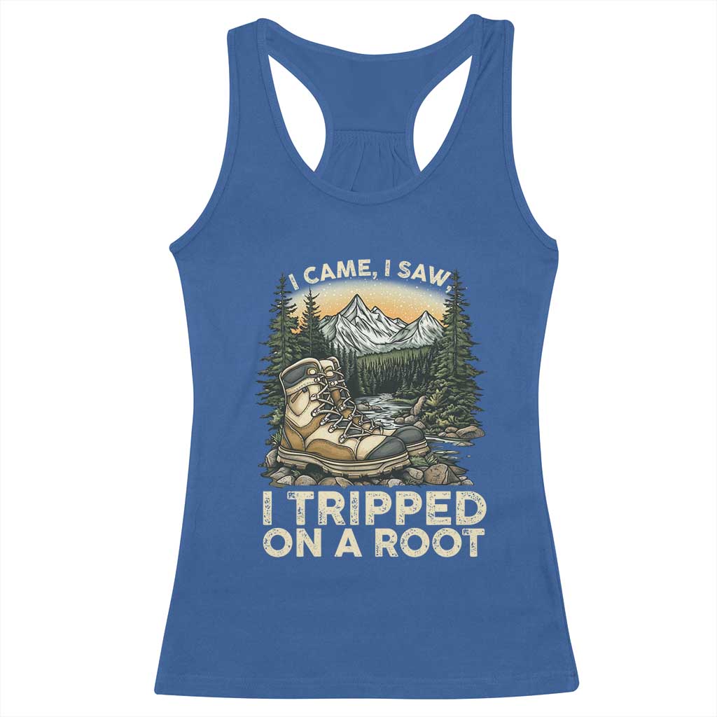 Hiking Racerback Tank Top I Came I Saw I Tripped On A Root TS09 Royal Blue Print Your Wear