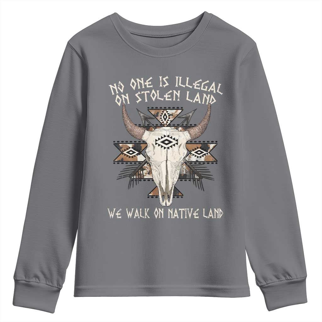 No One Is illegal On Stolen Land Youth Sweatshirt TS09 Charcoal Print Your Wear