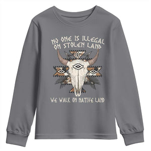 No One Is illegal On Stolen Land Youth Sweatshirt TS09 Charcoal Print Your Wear