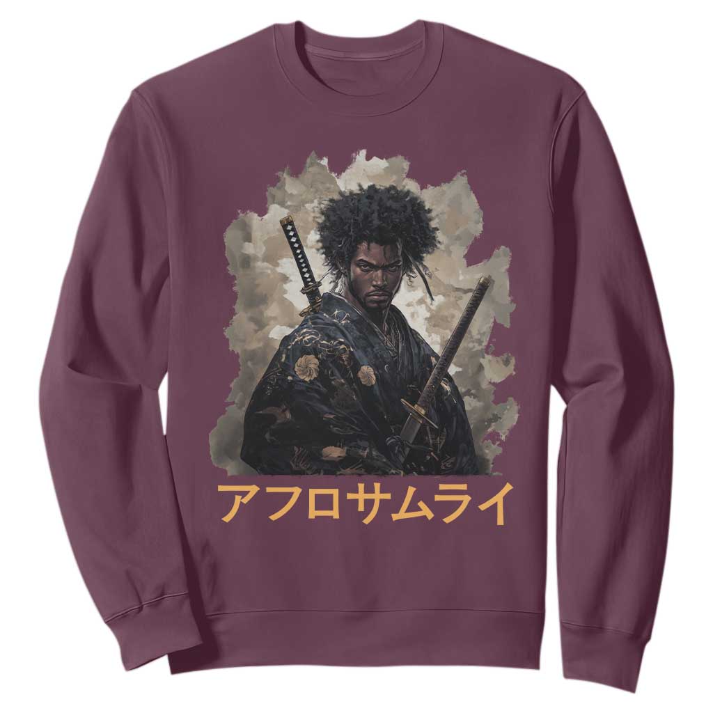 Afro Samurai Sweatshirt Black Pride Japanese Arts TS09 Maroon Print Your Wear