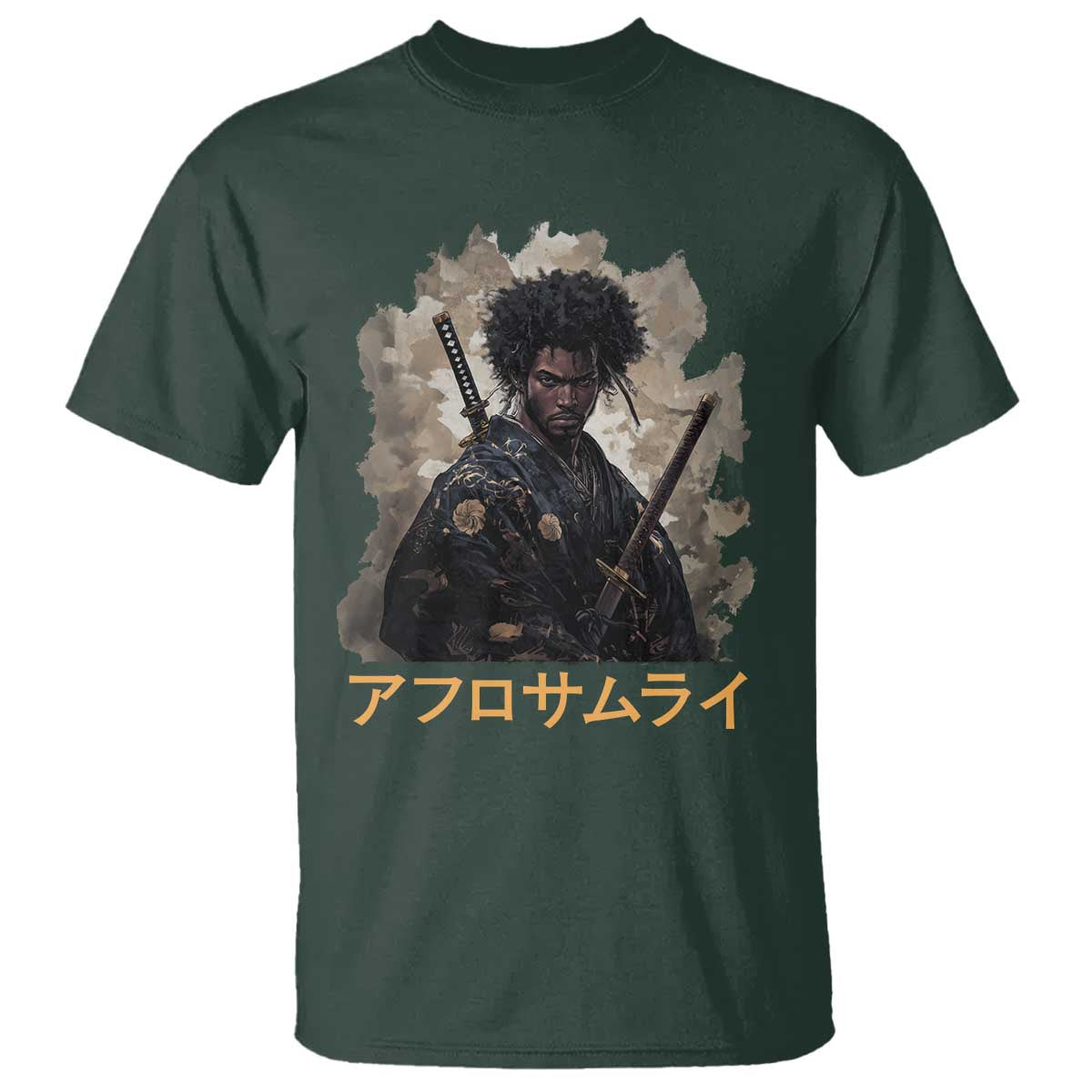 Afro Samurai T Shirt Black Pride Japanese Arts TS09 Dark Forest Green Print Your Wear