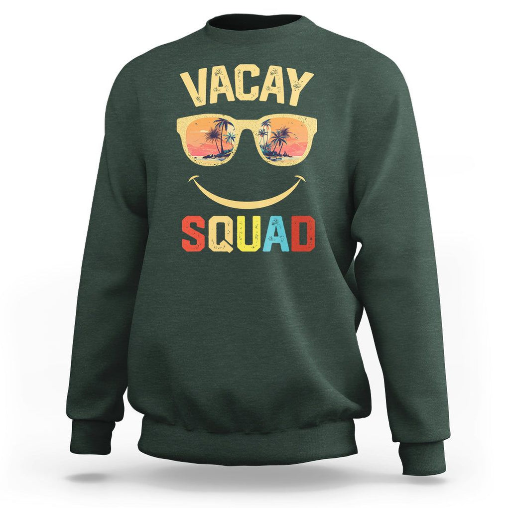 Summer Vacation Sweatshirt Vacay Squad Funny Beach TS09 Dark Forest Green Print Your Wear