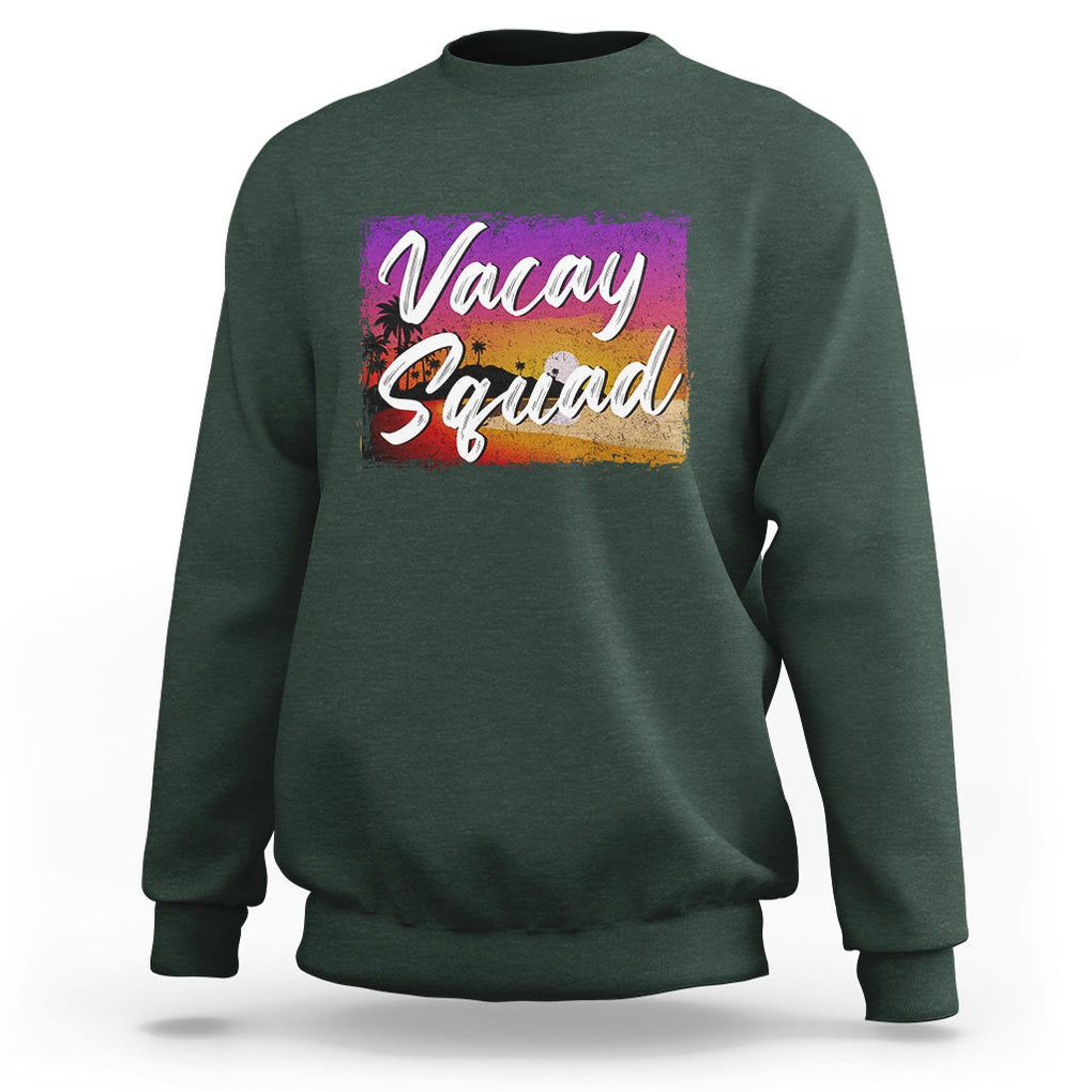 Summer Vacation Sweatshirt Vacay Squad Funny Beach TS09 Dark Forest Green Print Your Wear