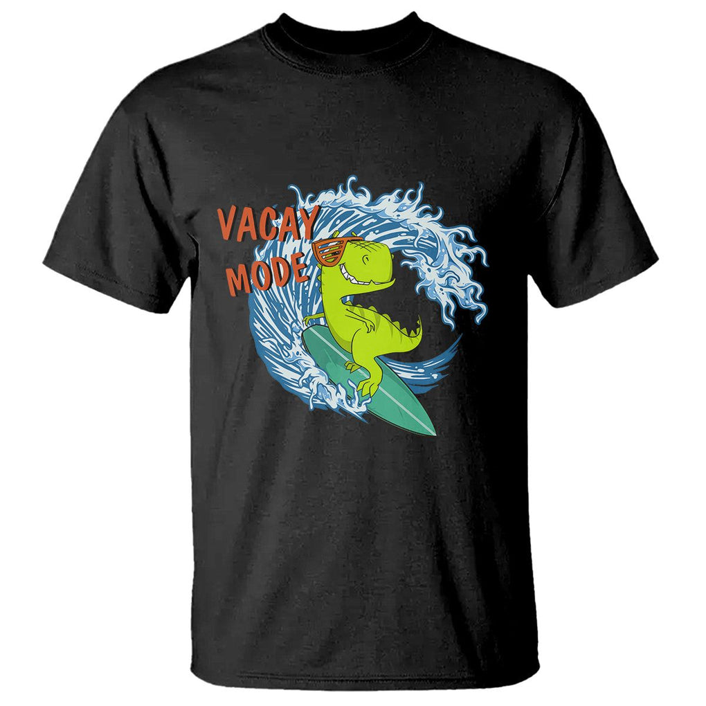 Summer Vacation T Shirt Vacay Mode Cute Dinosaur Surfing TS09 Black Print Your Wear