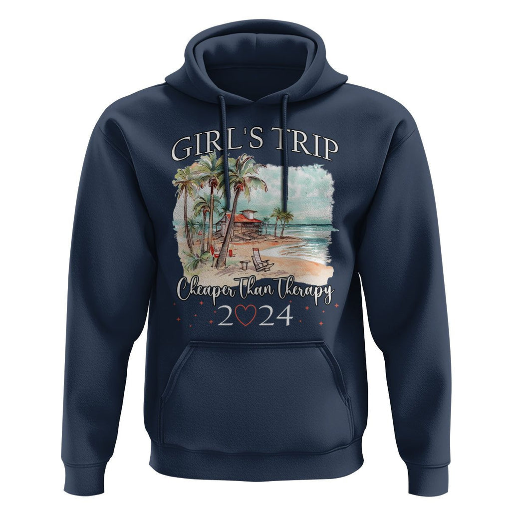 Summer Vacation Hoodie Girl's Trip Cheaper Than Therapy TS09 Navy Print Your Wear