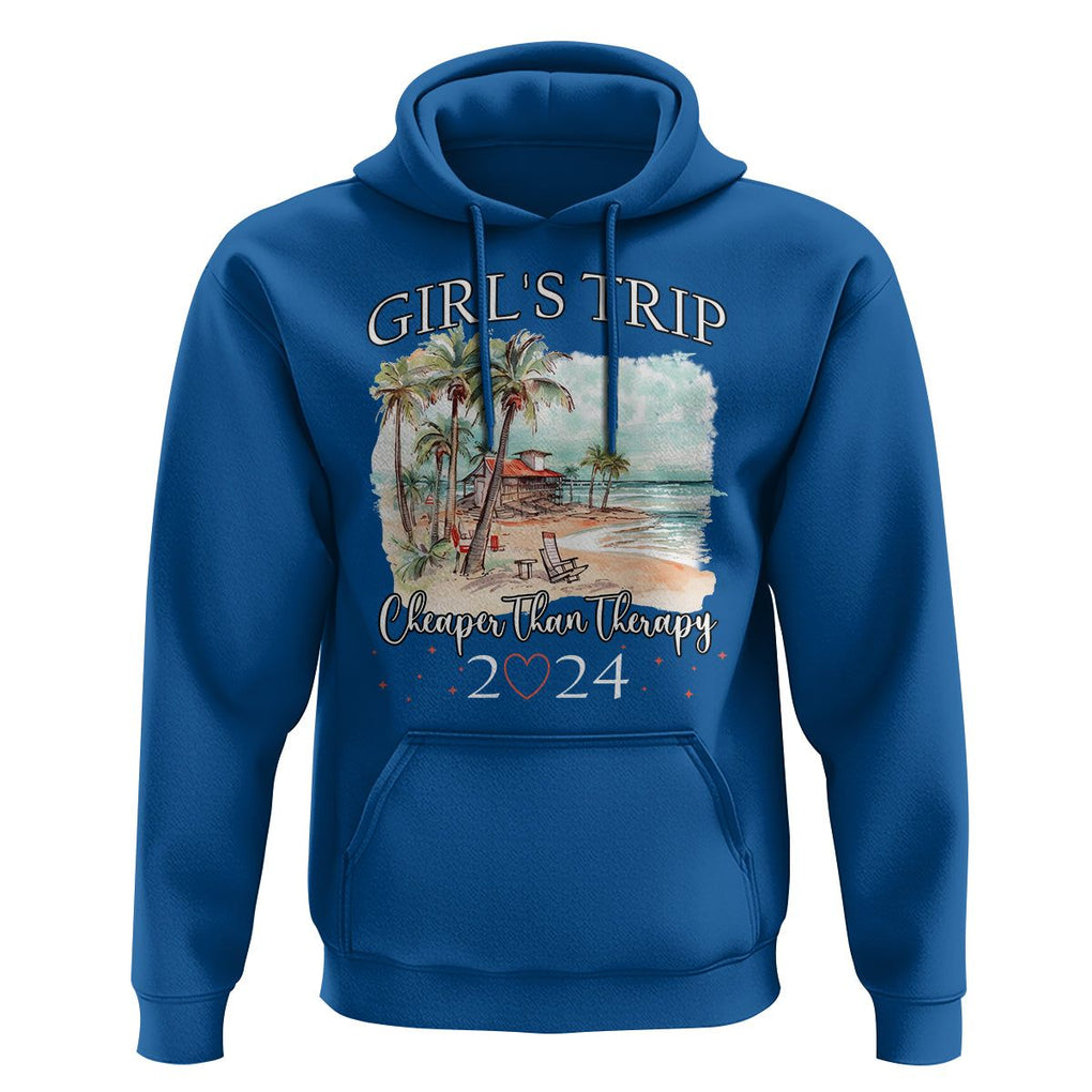 Summer Vacation Hoodie Girl's Trip Cheaper Than Therapy TS09 Royal Blue Print Your Wear