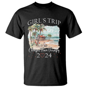 Summer Vacation T Shirt Girl's Trip Cheaper Than Therapy TS09 Black Print Your Wear