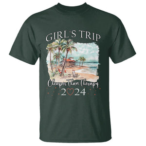 Summer Vacation T Shirt Girl's Trip Cheaper Than Therapy TS09 Dark Forest Green Print Your Wear