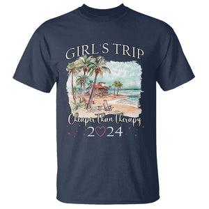 Summer Vacation T Shirt Girl's Trip Cheaper Than Therapy TS09 Navy Print Your Wear