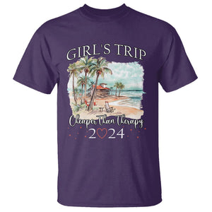 Summer Vacation T Shirt Girl's Trip Cheaper Than Therapy TS09 Purple Print Your Wear