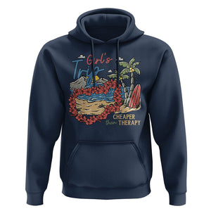 Summer Vacation Hoodie Girl's Trip Cheaper Than Therapy Beach TS09 Navy Print Your Wear