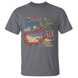 Summer Vacation T Shirt Girl's Trip Cheaper Than Therapy Beach TS09 Charcoal Print Your Wear