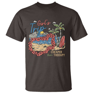 Summer Vacation T Shirt Girl's Trip Cheaper Than Therapy Beach TS09 Dark Chocolate Print Your Wear