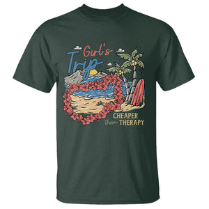 Summer Vacation T Shirt Girl's Trip Cheaper Than Therapy Beach TS09 Dark Forest Green Print Your Wear