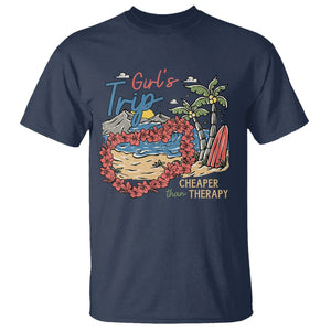 Summer Vacation T Shirt Girl's Trip Cheaper Than Therapy Beach TS09 Navy Print Your Wear