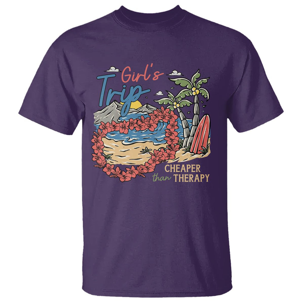 Summer Vacation T Shirt Girl's Trip Cheaper Than Therapy Beach TS09 Purple Print Your Wear
