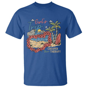 Summer Vacation T Shirt Girl's Trip Cheaper Than Therapy Beach TS09 Royal Blue Print Your Wear