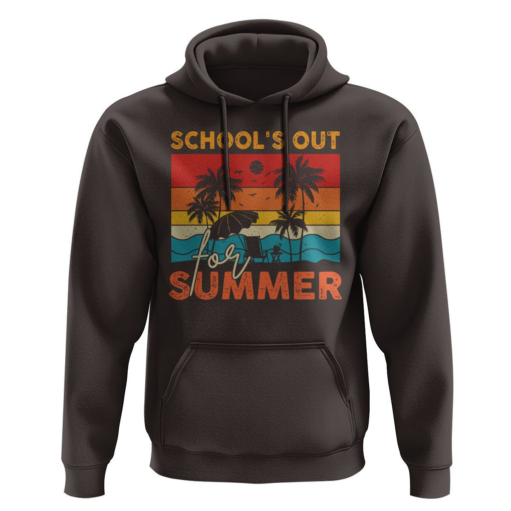 School's Out For Summer Retro Beach Teacher Student Hoodie TS09 Dark Chocolate Print Your Wear