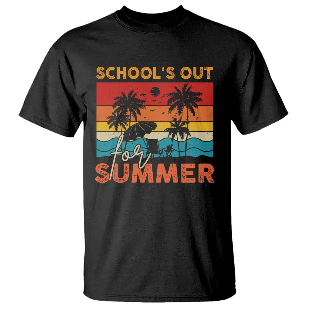 School's Out For Summer Retro Beach Teacher Student T Shirt TS09 Black Print Your Wear