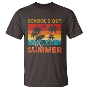 School's Out For Summer Retro Beach Teacher Student T Shirt TS09 Dark Chocolate Print Your Wear