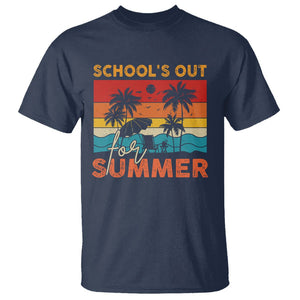 School's Out For Summer Retro Beach Teacher Student T Shirt TS09 Navy Print Your Wear