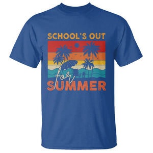 School's Out For Summer Retro Beach Teacher Student T Shirt TS09 Royal Blue Print Your Wear