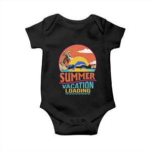 Summer Vacation Loading Retro Beach Sunset Baby Onesie TS09 Black Print Your Wear