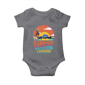 Summer Vacation Loading Retro Beach Sunset Baby Onesie TS09 Charcoal Print Your Wear