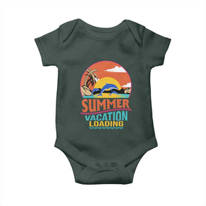 Summer Vacation Loading Retro Beach Sunset Baby Onesie TS09 Dark Forest Green Print Your Wear