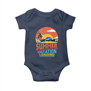 Summer Vacation Loading Retro Beach Sunset Baby Onesie TS09 Navy Print Your Wear