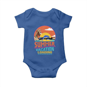 Summer Vacation Loading Retro Beach Sunset Baby Onesie TS09 Royal Blue Print Your Wear