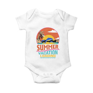 Summer Vacation Loading Retro Beach Sunset Baby Onesie TS09 White Print Your Wear