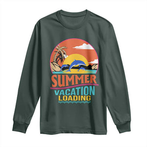 Summer Vacation Loading Retro Beach Sunset Long Sleeve Shirt TS09 Dark Forest Green Print Your Wear