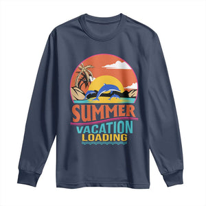 Summer Vacation Loading Retro Beach Sunset Long Sleeve Shirt TS09 Navy Print Your Wear