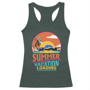 Summer Vacation Loading Retro Beach Sunset Racerback Tank Top TS09 Dark Forest Green Print Your Wear