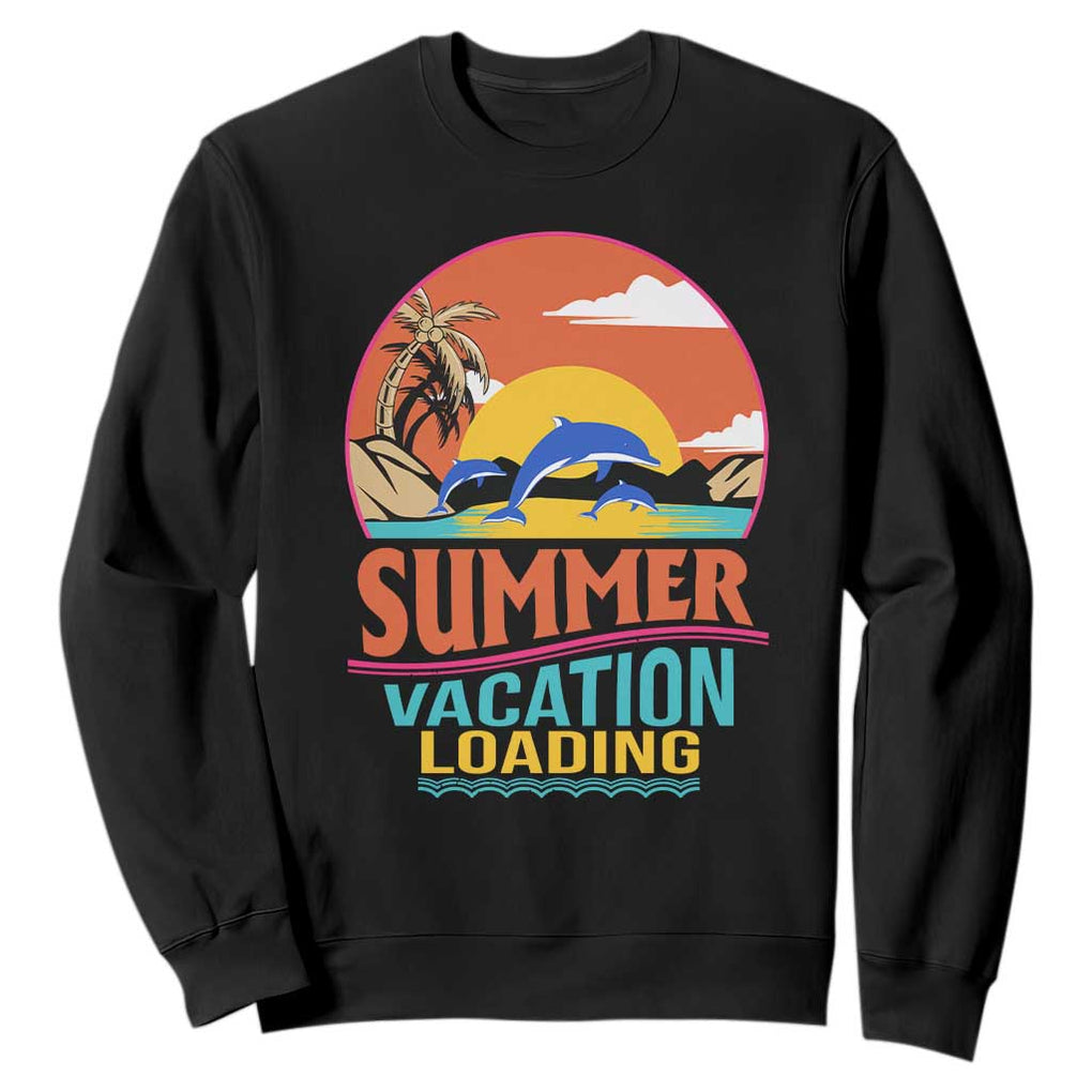 Summer Vacation Loading Retro Beach Sunset Sweatshirt TS09 Black Print Your Wear