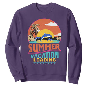 Summer Vacation Loading Retro Beach Sunset Sweatshirt TS09 Purple Print Your Wear