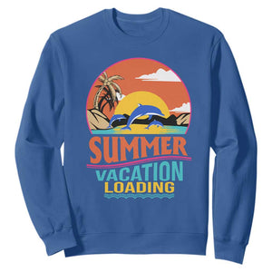 Summer Vacation Loading Retro Beach Sunset Sweatshirt TS09 Royal Blue Print Your Wear