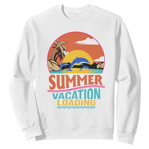 Summer Vacation Loading Retro Beach Sunset Sweatshirt TS09 White Print Your Wear