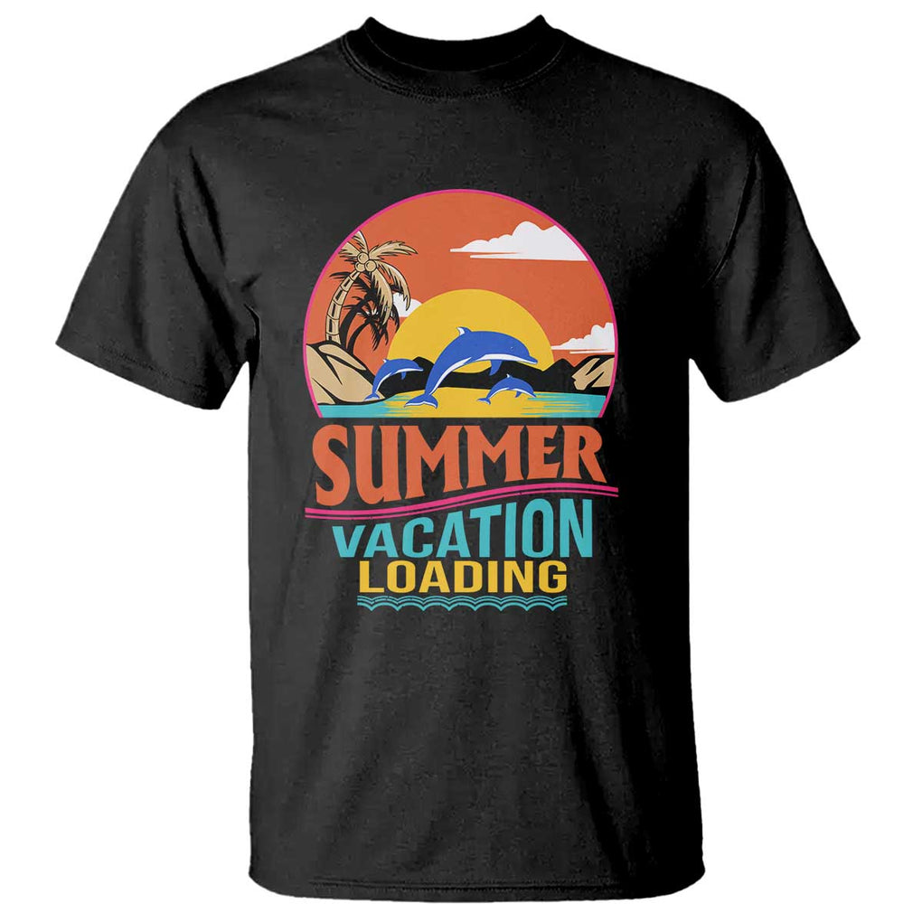 Summer Vacation Loading Retro Beach Sunset T Shirt TS09 Black Print Your Wear