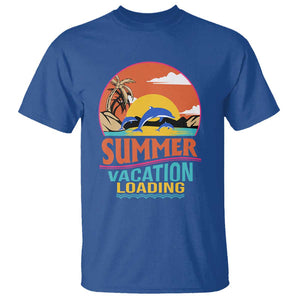 Summer Vacation Loading Retro Beach Sunset T Shirt TS09 Royal Blue Print Your Wear