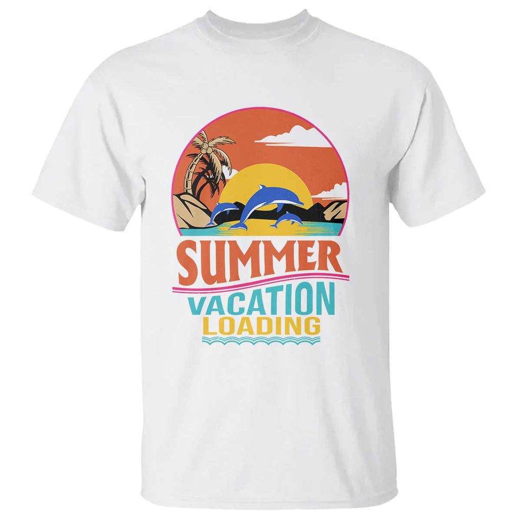 Summer Vacation Loading Retro Beach Sunset T Shirt TS09 White Print Your Wear