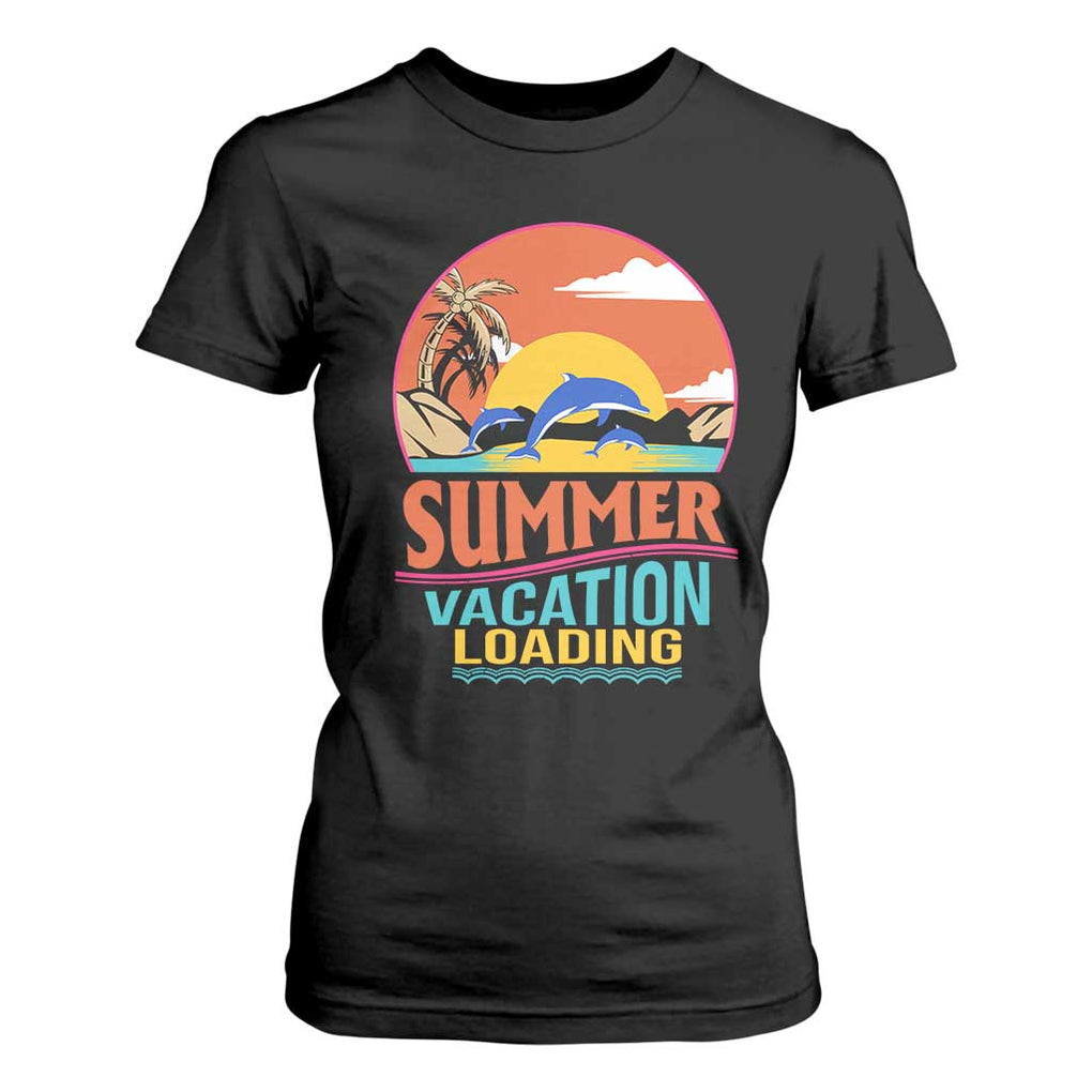 Summer Vacation Loading Retro Beach Sunset T Shirt For Women TS09 Black Print Your Wear