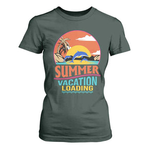 Summer Vacation Loading Retro Beach Sunset T Shirt For Women TS09 Dark Forest Green Print Your Wear