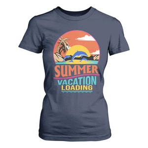 Summer Vacation Loading Retro Beach Sunset T Shirt For Women TS09 Navy Print Your Wear