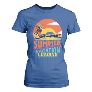 Summer Vacation Loading Retro Beach Sunset T Shirt For Women TS09 Royal Blue Print Your Wear