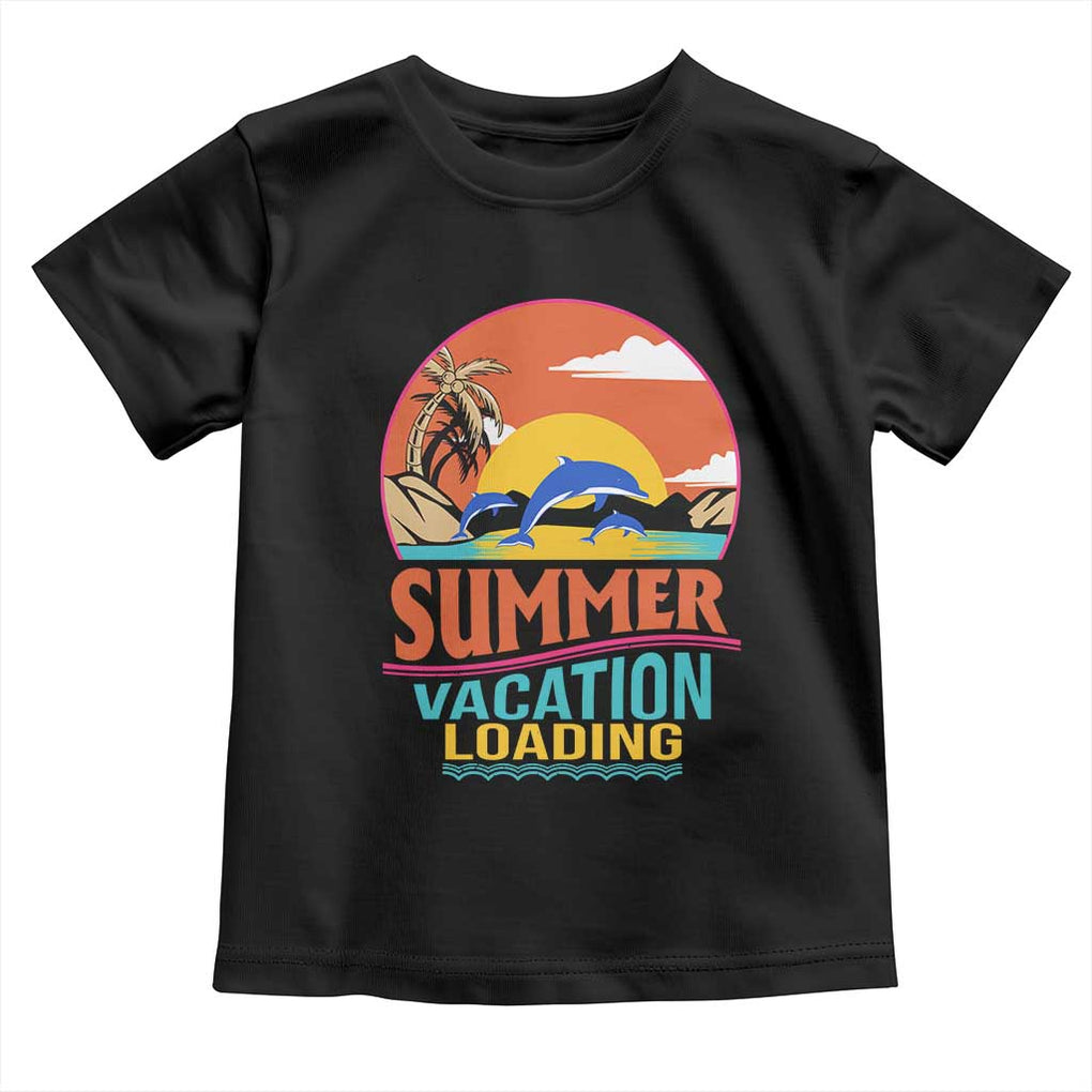 Summer Vacation Loading Retro Beach Sunset Toddler T Shirt TS09 Black Print Your Wear