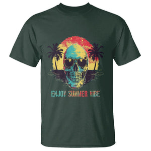 Enjoy Summer Vibe Cool Skull Aesthetic Beach Lover T Shirt TS09 Dark Forest Green Print Your Wear